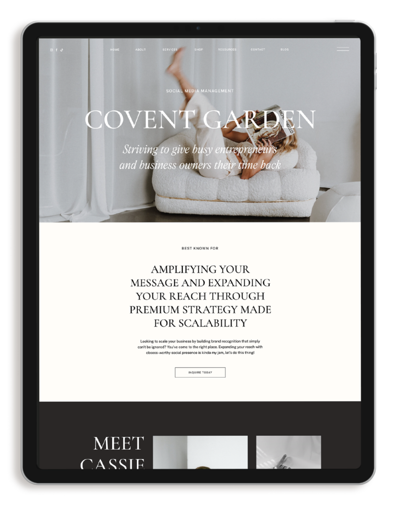 Showit Website Template for social media managers