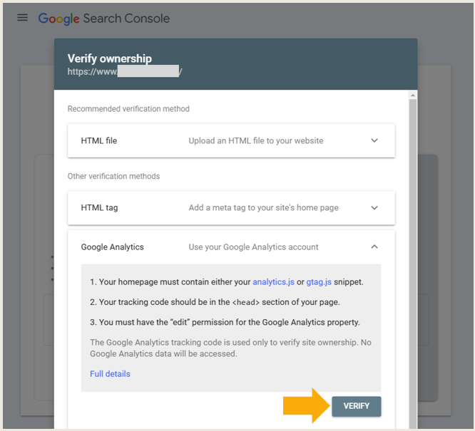 verify your site on google with showit