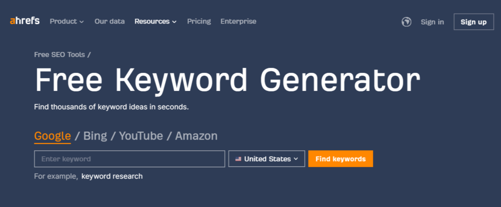 ahrefs keyword generator for showit seo