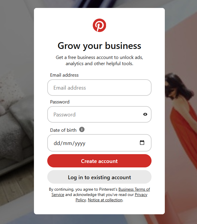 Pinterest account set up for business owners