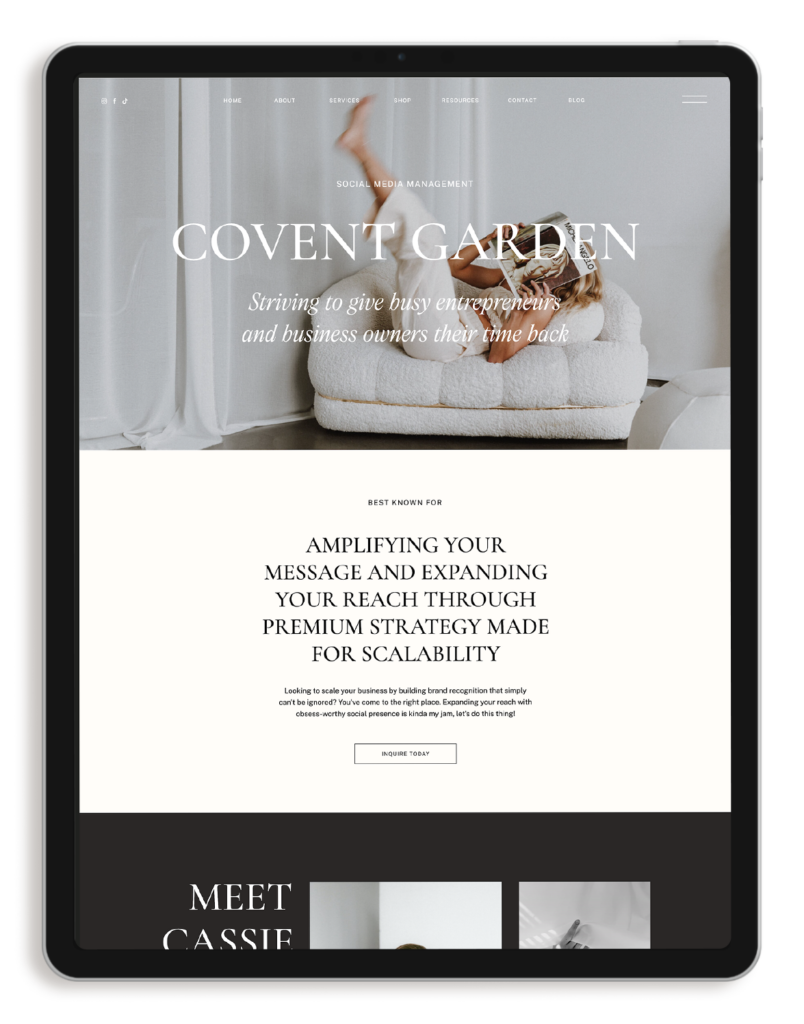 Showit Website Template for social media managers