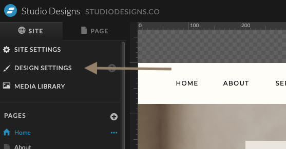 How to find 'Design Settings' in your Showit backend to update your brand colors | Studio Design